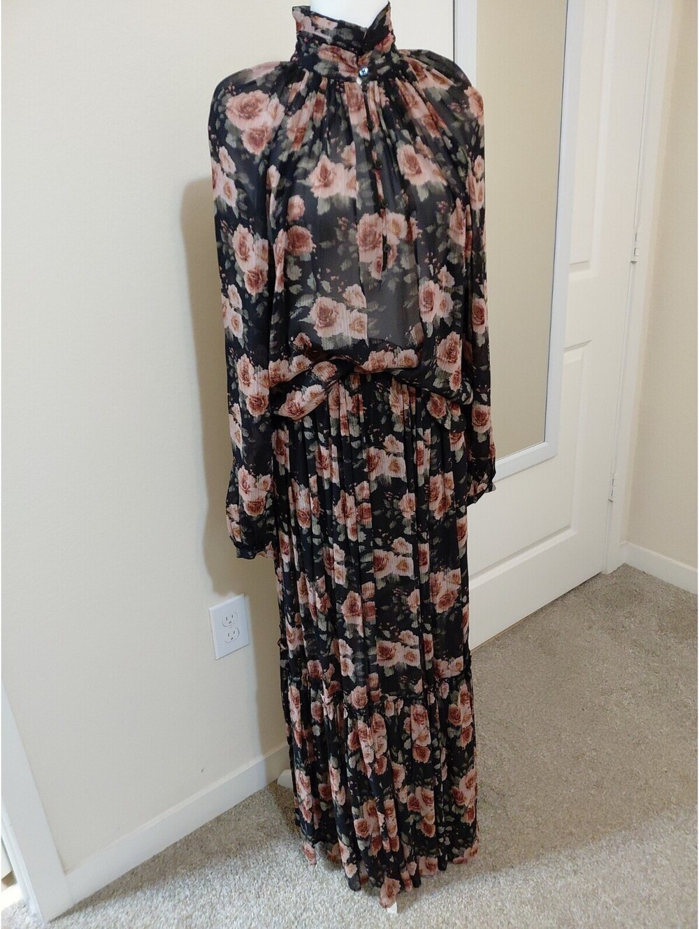 NWT IRO Luano Maxi Skirt And Shirt Set Multicolor Floral Sz 2 #1136